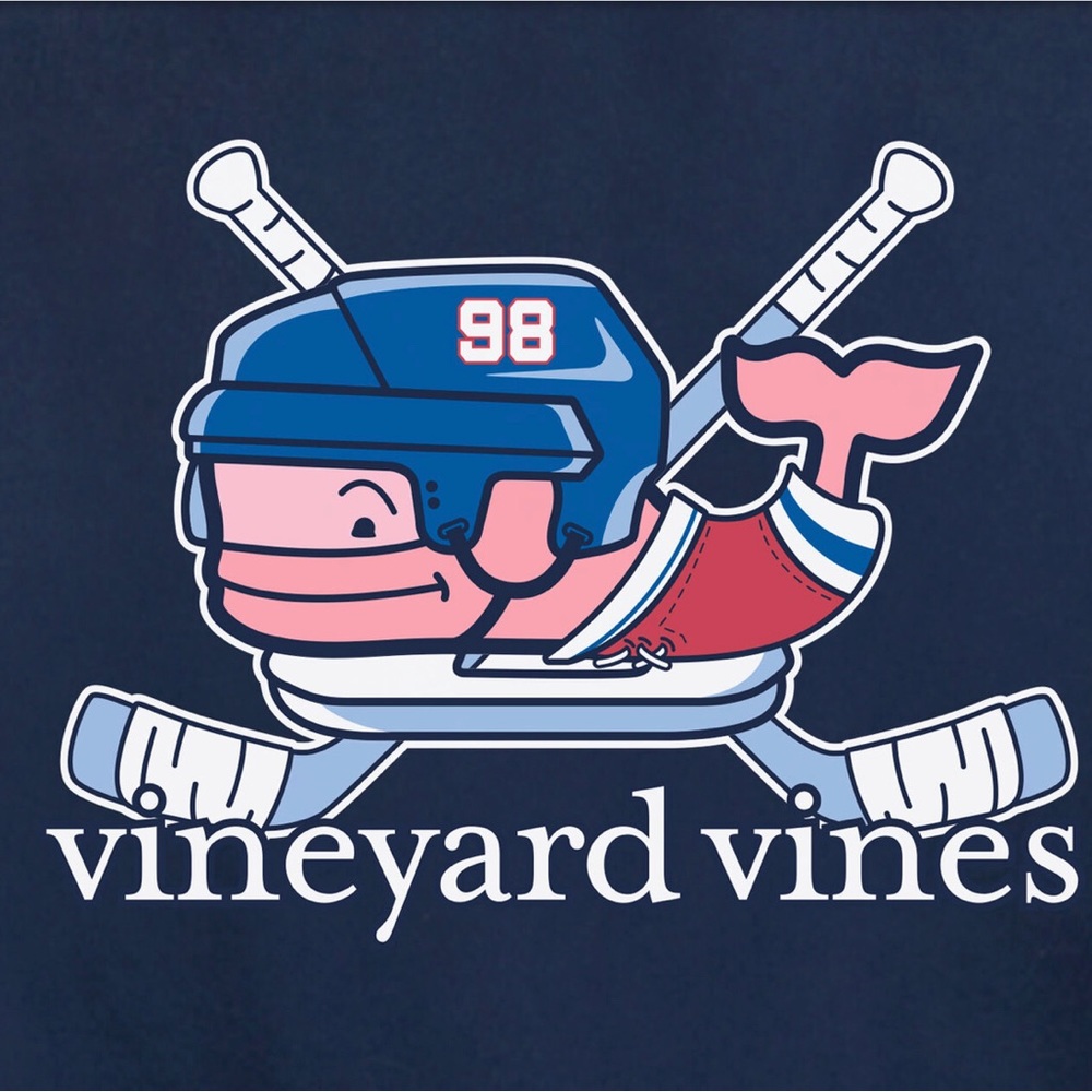 Vineyard Vines Crossed Sticks Hockey Long Sleeve Pocket Tee Boys 6 Cotton RARE
